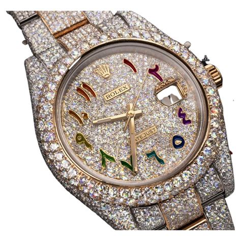 rolex arabic numerals iced out|Rolex iced out diamond bracelet.